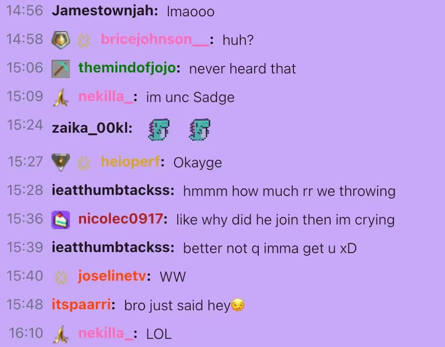 Chat overlay with custom background color matching streamer brand colors