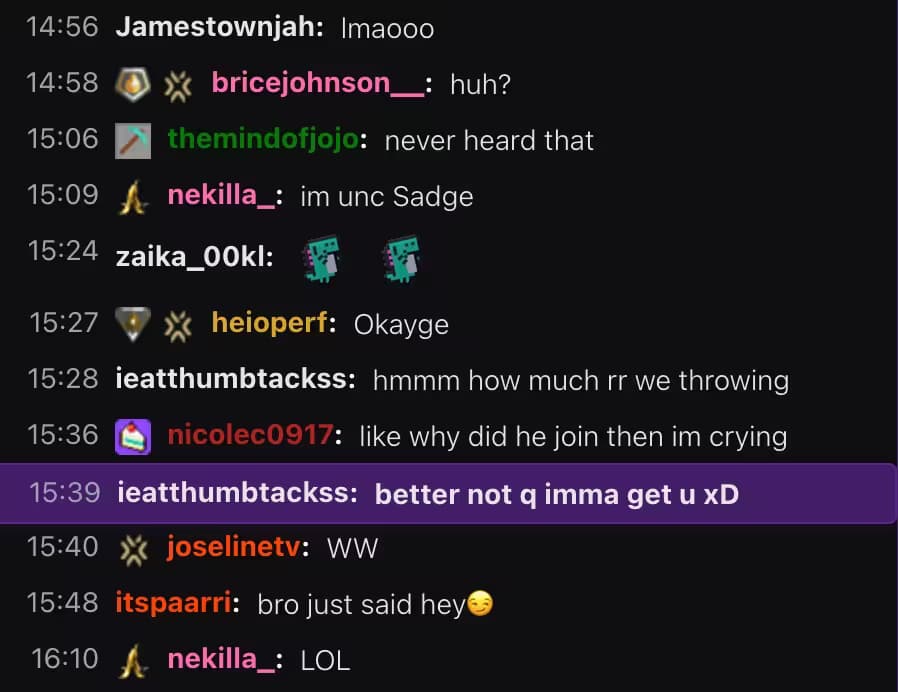Chat overlay with highlighted comment standing out for viral content