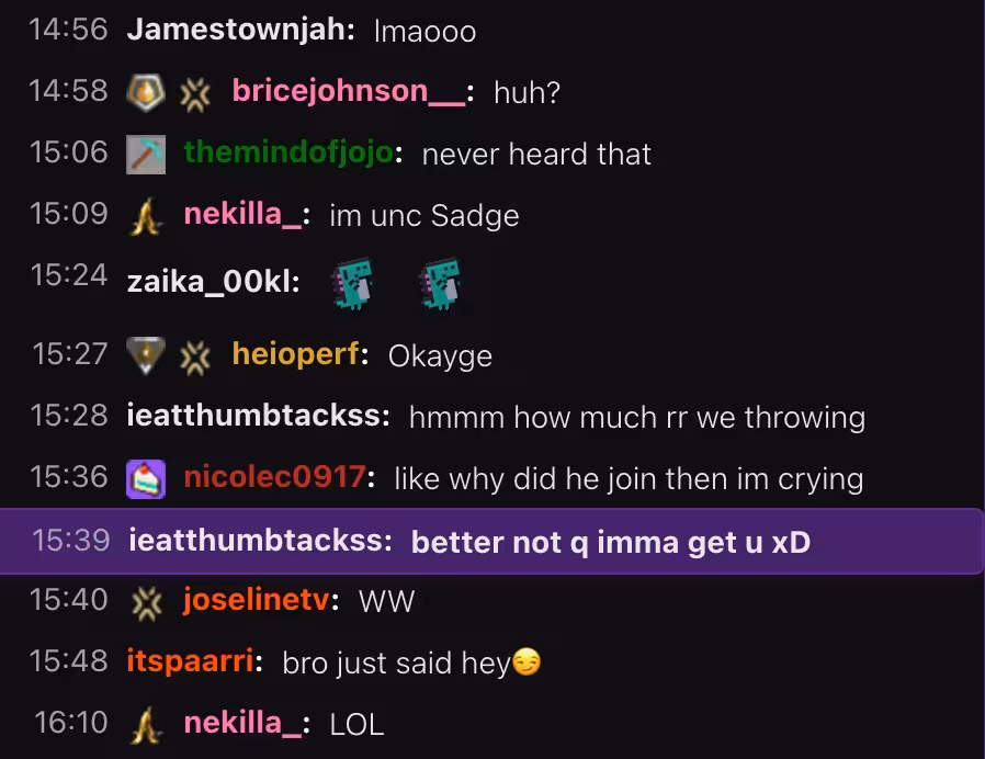 Chat overlay with highlighted comment standing out for viral content